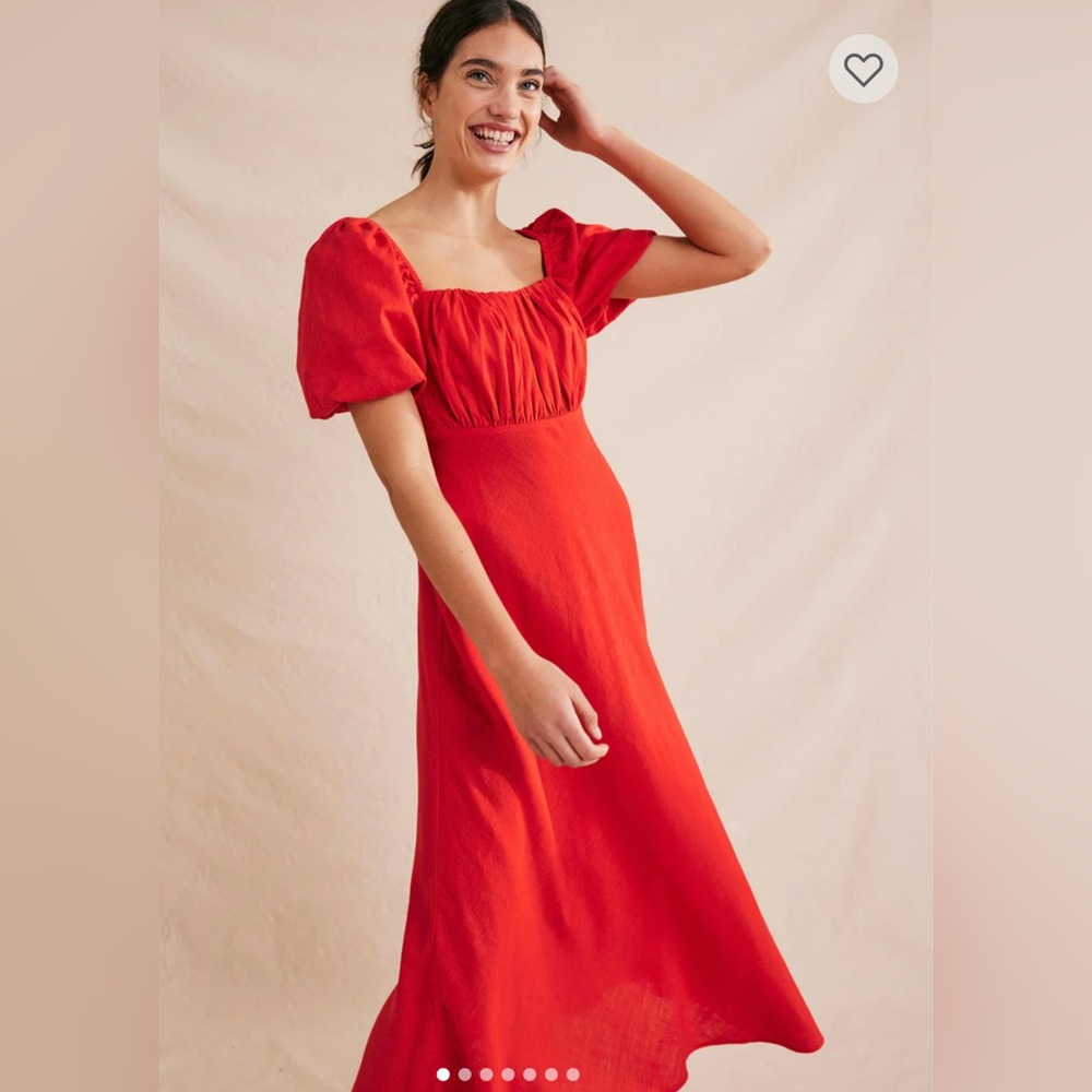 Boden Ruched Bodice Midi Dress in Vermillion, Size 20-22R, NWOT